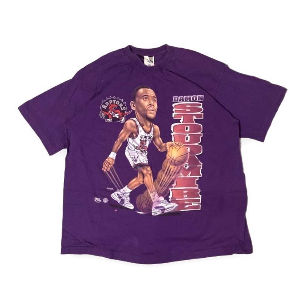 Vintage 90s Toronto Raptors Damon Stoudamire Graphic Tee Purple XXL